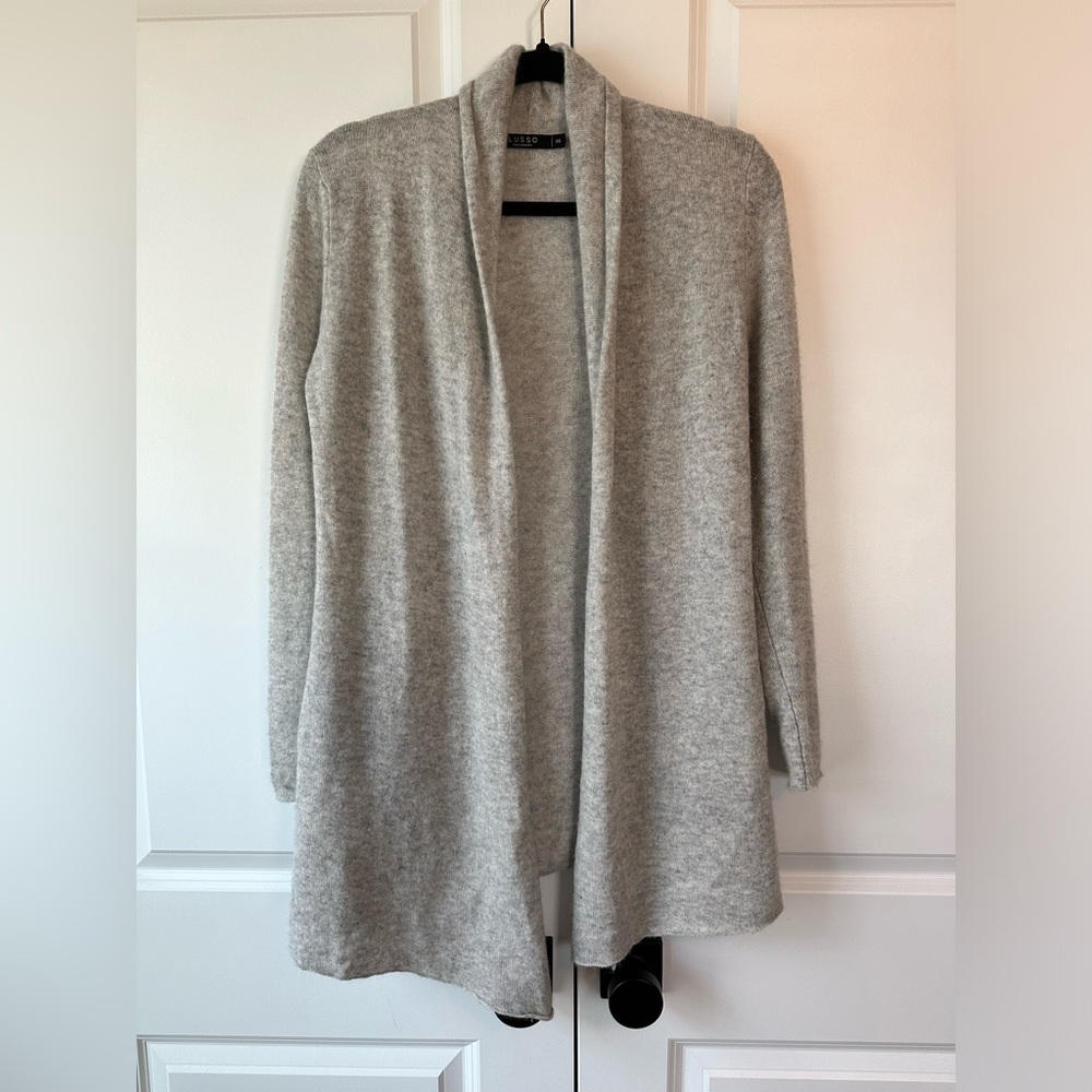 Lusso Cashmere Women’s Open Front Cardigan Light Gray (Size XS)